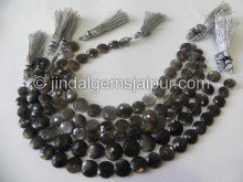 Golden Black Feldspar Faceted Coin Shape Beads